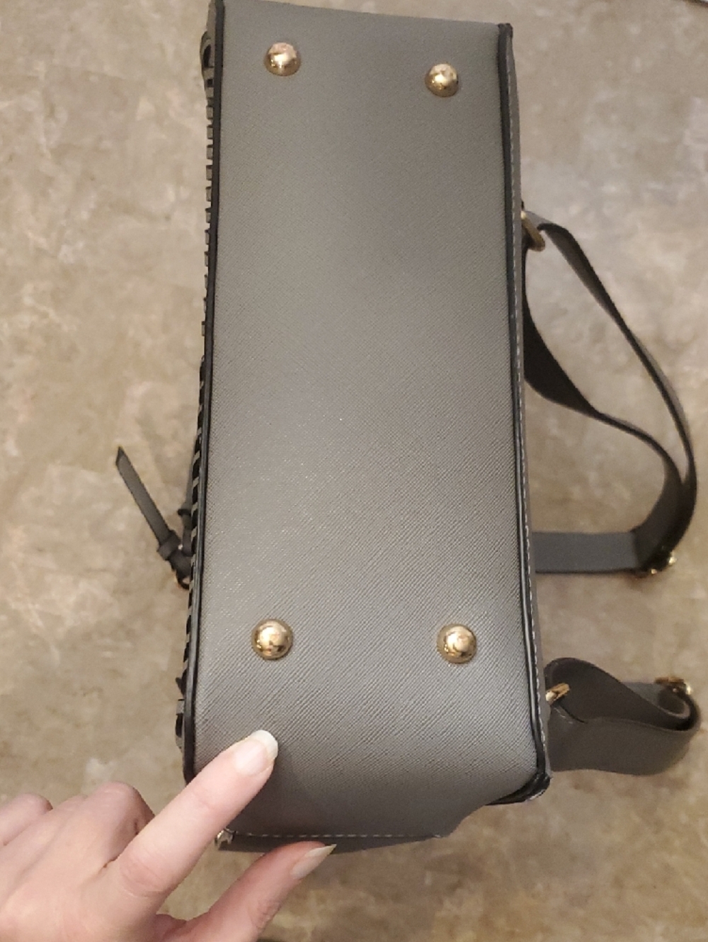 Calpak Kaya Gray Laptop Backpack with Gold Hardware - Picture 6 of 11